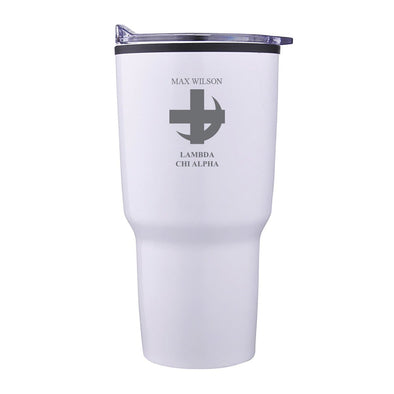 Lambda Chi Personalized 30oz White Tumbler | Lambda Chi Alpha | Drinkware > Travel mugs