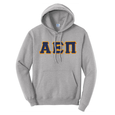 AEPi Heather Gray Hoodie with Sewn On Letters