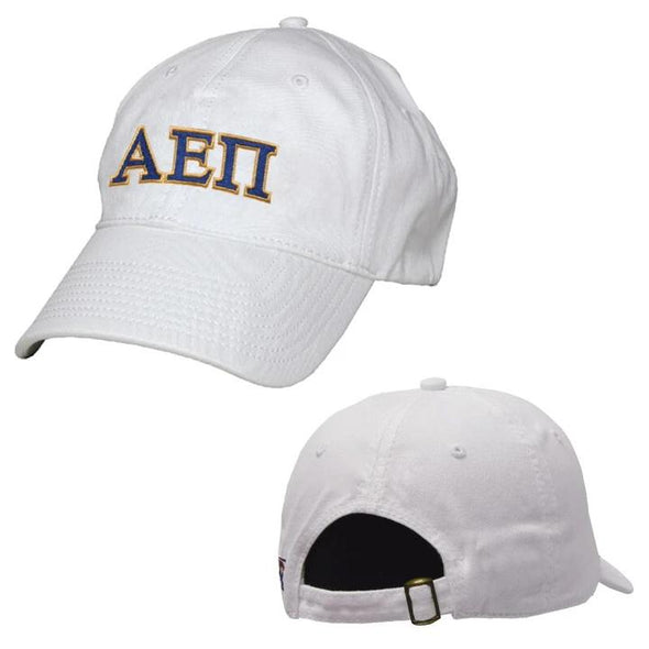 AEPi White Greek Letter Adjustable Hat | Alpha Epsilon Pi | Headwear > Billed hats
