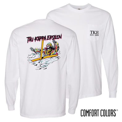 TKE Comfort Colors White Long Sleeve Ski-leton Tee | Tau Kappa Epsilon | Shirts > Long sleeve t-shirts