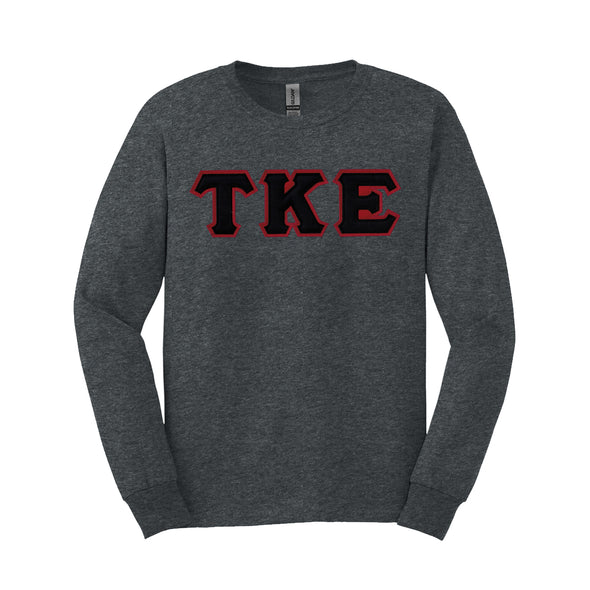 TKE Charcoal Heather Long Sleeve Tee with Sewn On Letters