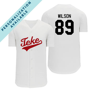 TKE Personalized White Mesh Baseball Jersey