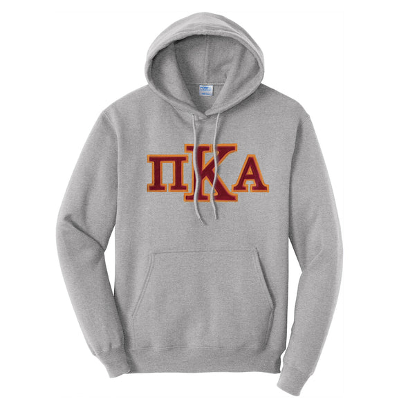 Pike Heather Gray Hoodie with Sewn On Letters