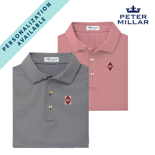 Pike Personalized Peter Millar Jubilee Stripe Stretch Jersey Polo with Shield