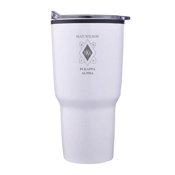 Pike Personalized 30oz White Tumbler | Pi Kappa Alpha | Drinkware > Travel mugs