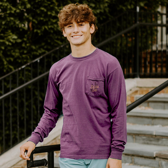 KDR Comfort Colors Berry Mountain Sunset Long Sleeve Pocket Tee