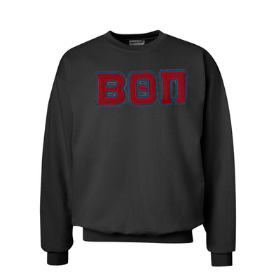 Beta Black Crew Neck Sweatshirt with Sewn On Letters
