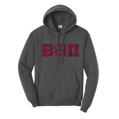 Beta Dark Heather Hoodie with Sewn On Letters