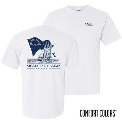 Sig Tau Comfort Colors White Seafarer Short Sleeve Tee | Sigma Tau Gamma | Shirts > Short sleeve t-shirts