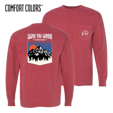 Sig Tau Comfort Colors Long Sleeve Retro Alpine Tee | Sigma Tau Gamma | Shirts > Long sleeve t-shirts