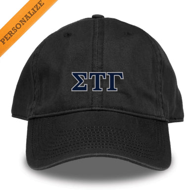 Sig Tau Personalized Black Hat | Sigma Tau Gamma | Headwear > Billed hats