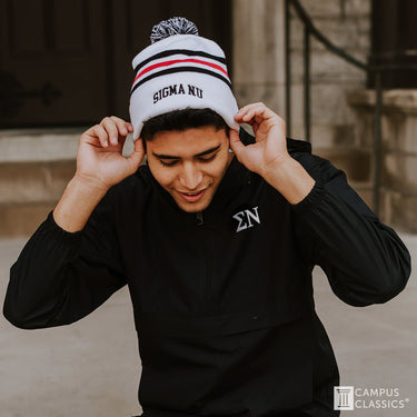 SAE White Hockey Knit Beanie | Sigma Alpha Epsilon | Headwear > Beanies