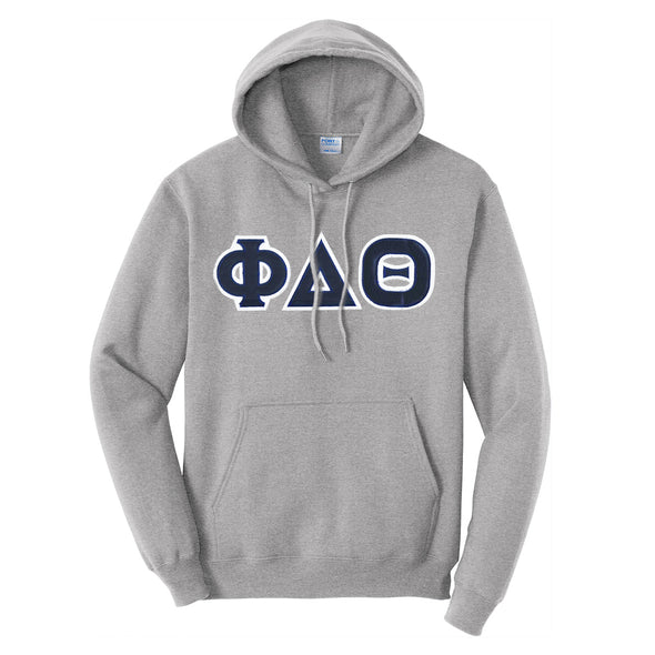 Phi Delt Heather Gray Hoodie With Sewn On Letters