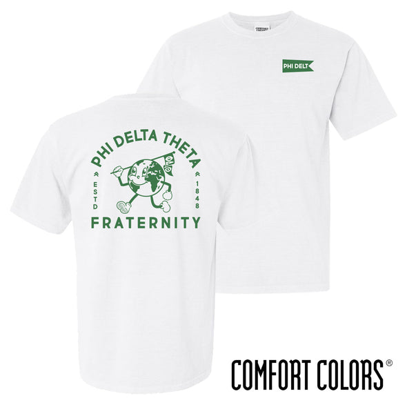 Phi Delt Comfort Colors Happy Earth White Short Sleeve Tee