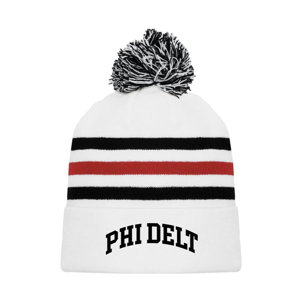 Phi Delt White Hockey Knit Beanie | Phi Delta Theta | Headwear > Beanies