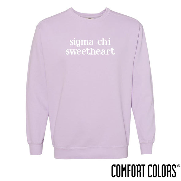 New! Sigma Chi Comfort Colors Purple Sweetheart Crewneck | Sigma Chi | Sweatshirts > Crewneck sweatshirts