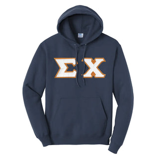 Sigma Chi Navy Hoodie with Sewn On Letters Sigma Chi