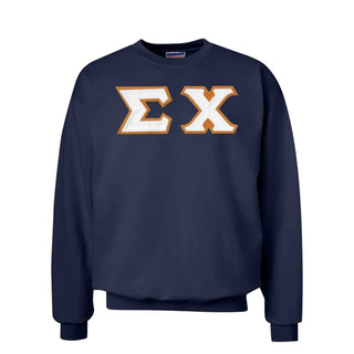 Sigma Chi Navy Crew Neck Sweatshirt with Sewn On Letters Sigma Chi