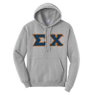 Sigma Chi Heather Gray Hoodie with Sewn On Letters Sigma Chi