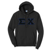 Sigma Chi Black Hoodie with Black Sewn On Letters