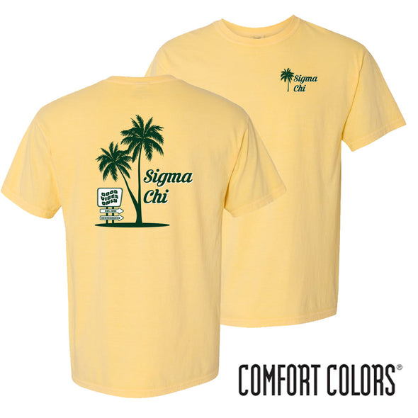 Sigma Chi Comfort Colors Good Vibes Palm Tree Tee