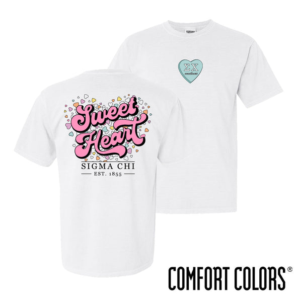 New! Sigma Chi Comfort Colors Sweetheart White Short Sleeve Tee