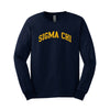 Sigma Chi Navy Long Sleeve Tee with Sewn On Letters