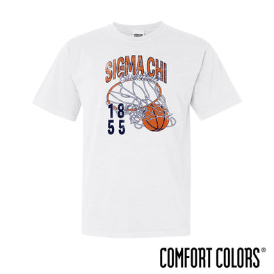 New! Sigma Chi Comfort Colors Retro Basketball Short Sleeve Tee