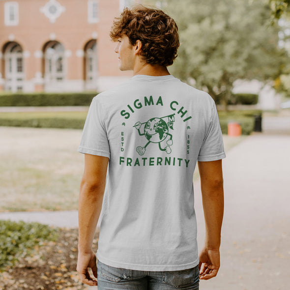 Sigma Chi Comfort Colors Happy Earth White Short Sleeve Tee
