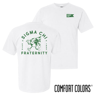 Sigma Chi Comfort Colors Happy Earth White Short Sleeve Tee