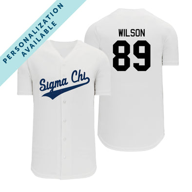 Sigma Chi Personalized White Mesh Baseball Jersey