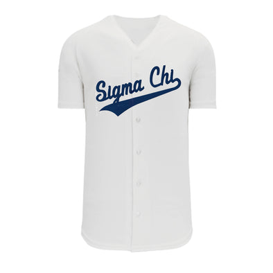 Sigma Chi White Mesh Baseball Jersey