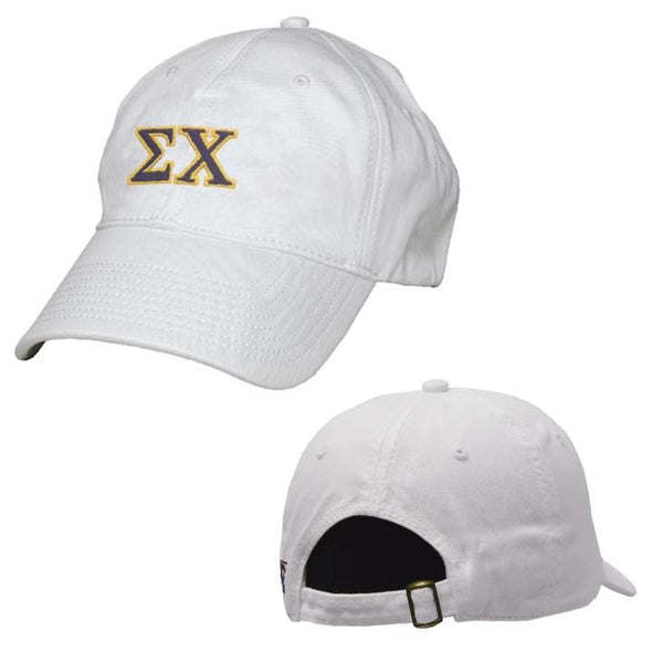Sigma Chi White Greek Letter Adjustable Hat | Sigma Chi | Headwear > Billed hats