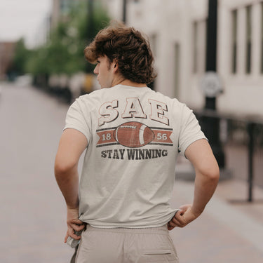 SAE Stay Winning Football Short Sleeve Tee Sigma Alpha Epsilon