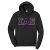 SAE Black Hoodie with Purple & Gold Letters