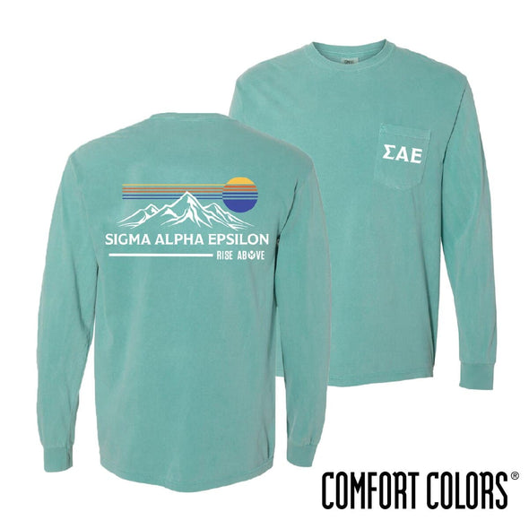 SAE Comfort Colors Retro Mountain Tee | Sigma Alpha Epsilon | Shirts > Long sleeve t-shirts