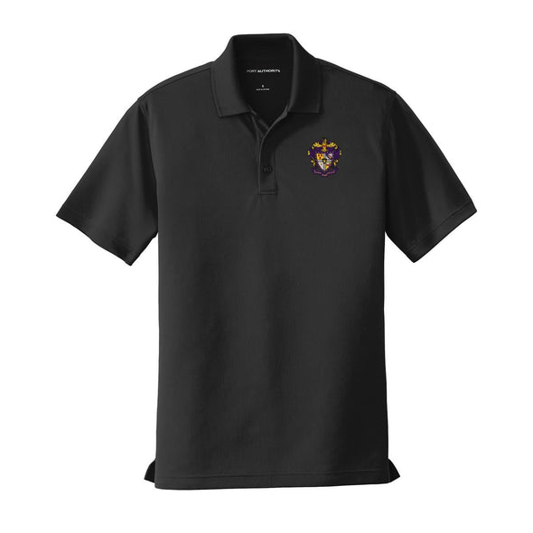 SAE Crest Black Performance Polo | Sigma Alpha Epsilon | Shirts > Short sleeve polo shirts