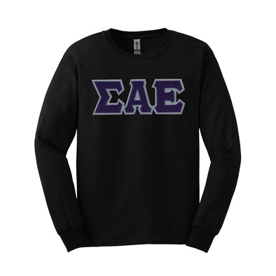 SAE Black Long Sleeve Tee with Sewn On Letters