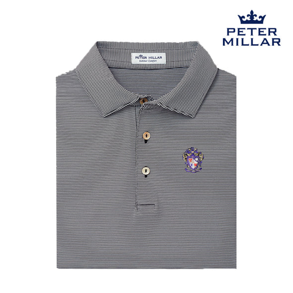 SAE Peter Millar Jubilee Stripe Stretch Jersey Polo with Crest
