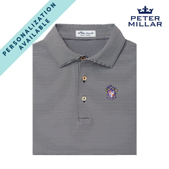SAE Personalized Peter Millar Jubilee Stripe Stretch Jersey Polo with Crest
