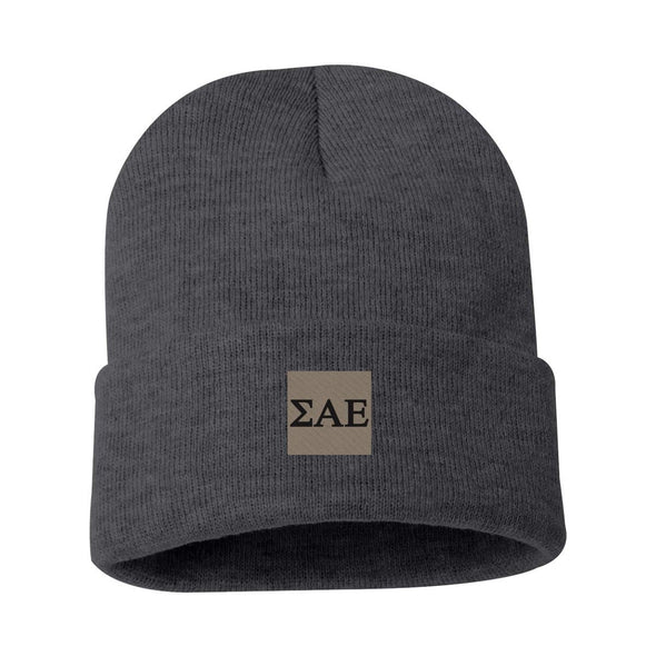 SAE Charcoal Letter Beanie | Sigma Alpha Epsilon | Headwear > Beanies