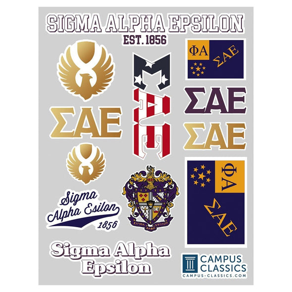SAE Classic Sticker Sheet | Sigma Alpha Epsilon | Promotional > Stickers