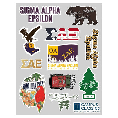 SAE Graphic Sticker Sheet | Sigma Alpha Epsilon | Promotional > Stickers