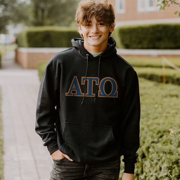 ATO Black Hoodie with Sewn On Greek Letters
