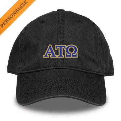 ATO Personalized Black Hat | Alpha Tau Omega | Headwear > Billed hats