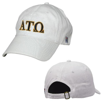 ATO White Greek Letter Adjustable Hat | Alpha Tau Omega | Headwear > Billed hats