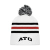 ATO White Hockey Knit Beanie | Alpha Tau Omega | Headwear > Beanies