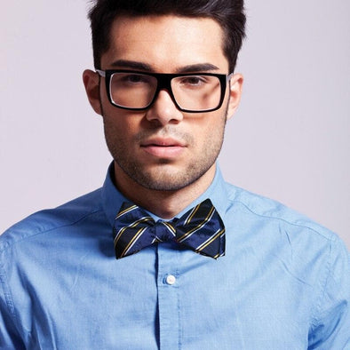 Sale! ATO Blue and Gold Striped Silk Bow Tie | Alpha Tau Omega | Ties > Bow ties