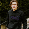 FIJI Black Hoodie with Black Sewn On Letters