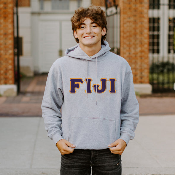 FIJI Heather Gray Hoodie with Sewn On Letters